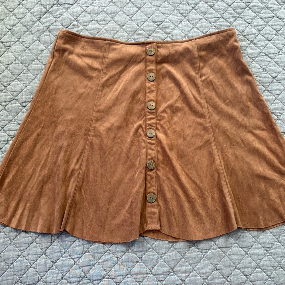 My Michelle Tan Button-Front Skater Skirt